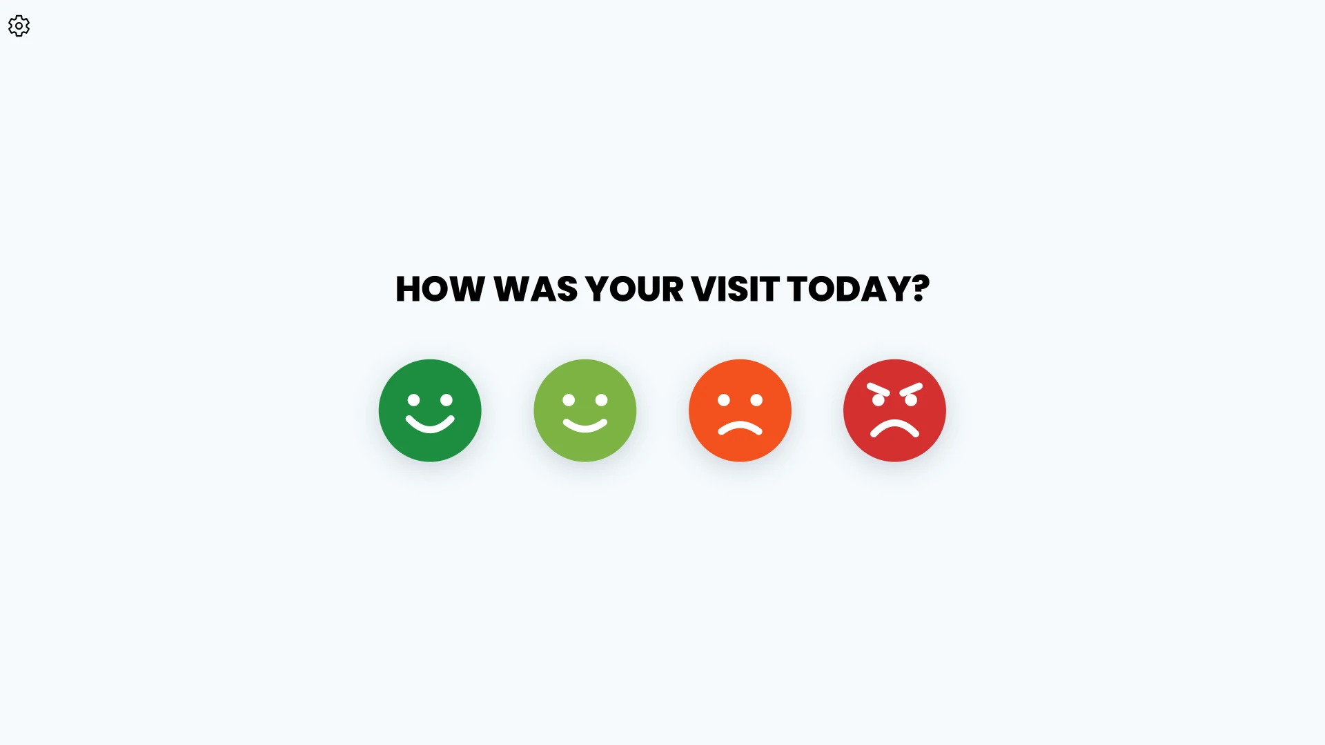 Visit feedback screen with four smiley rating buttons